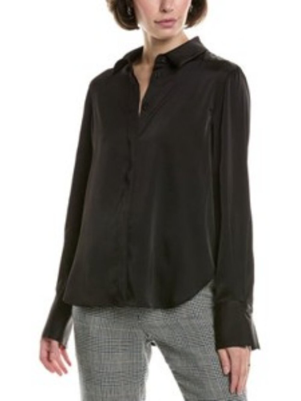 A.L.C. silk long sleeve button down top black women's size M